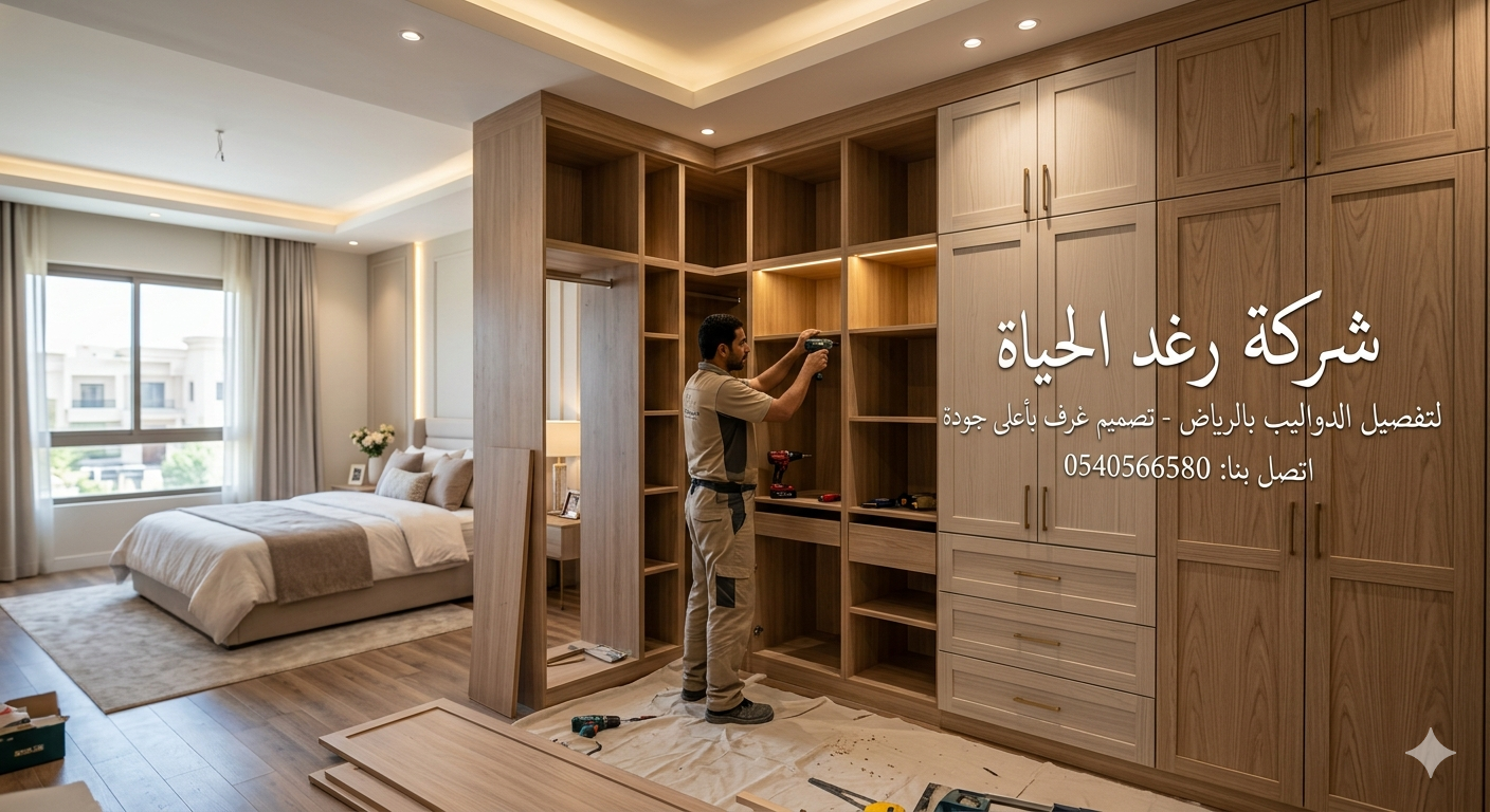 شركة رغد الحياة لـ تفصيل دواليب بالرياض – أفضل الحلول لتصميم غرفك بأعلى جودة | اتصل بنا 0540566580